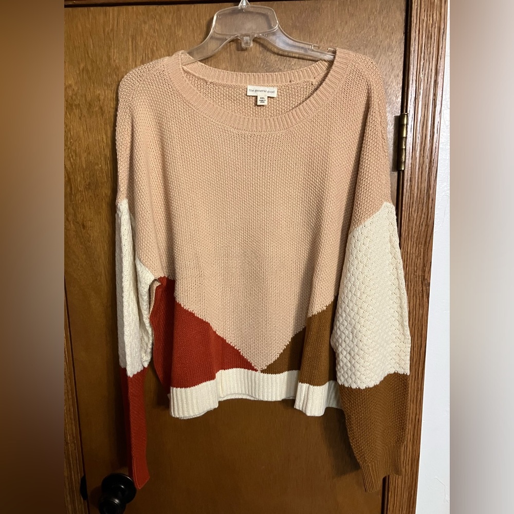 XXL The General Good Southwest Boho Colorblock sweater Bohemian cozy Plus
